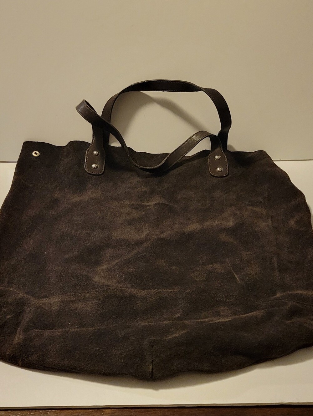 Vintage Y2K Gap Brown Suede Tote Bag w/ Leather Handles HTF - Picture 3 of 4